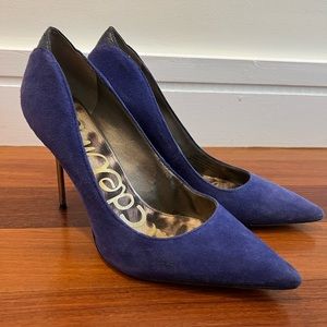 Sam Edelman blue suede pointed toe stilettos